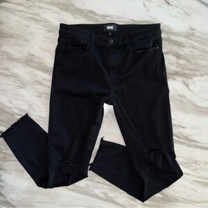 Black Paige skinny jeans with ripped knees #rippedjeans Size 31
